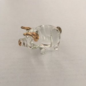 Crystal Pig Figurine with Gold Accents